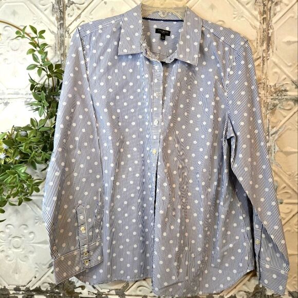 Talbots Perfect Shirt - Pretty Dot Stripe Verstile Non-Iron Button Down Size XLP - Picture 10 of 11